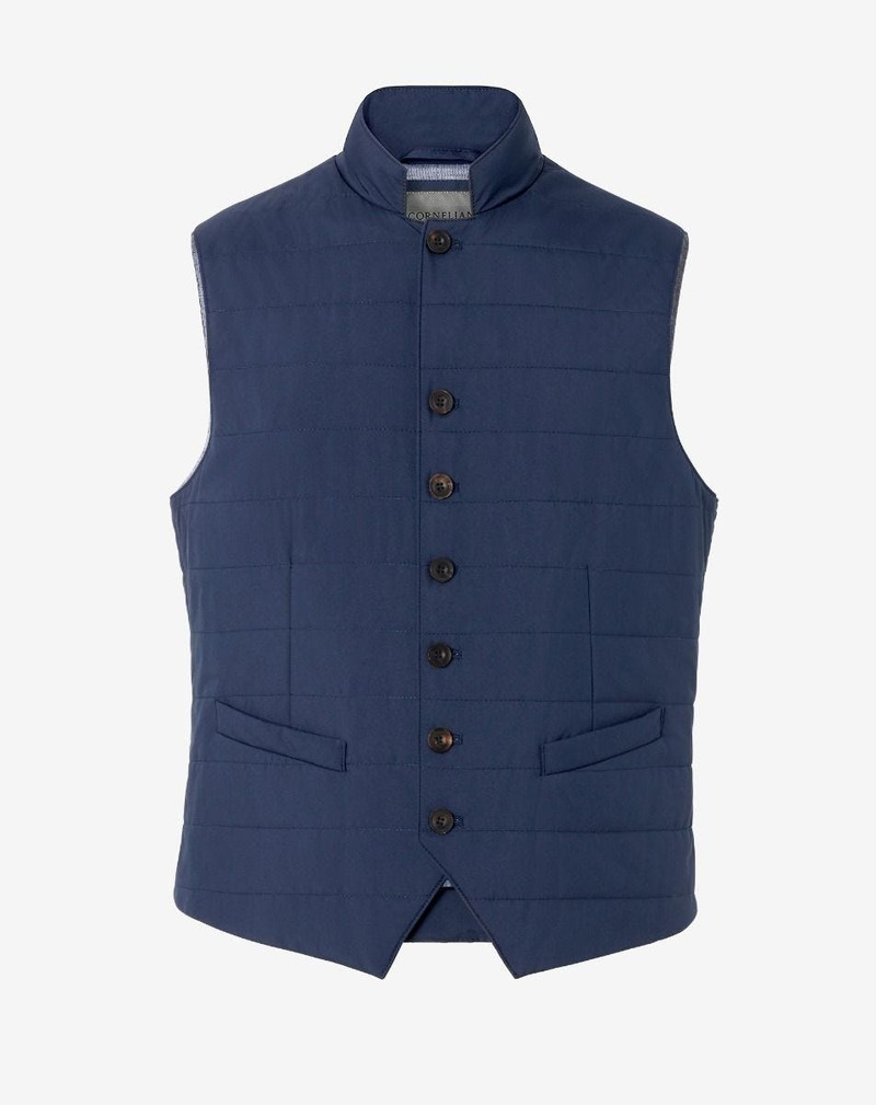 Dark blue padded water-repellent vest 1