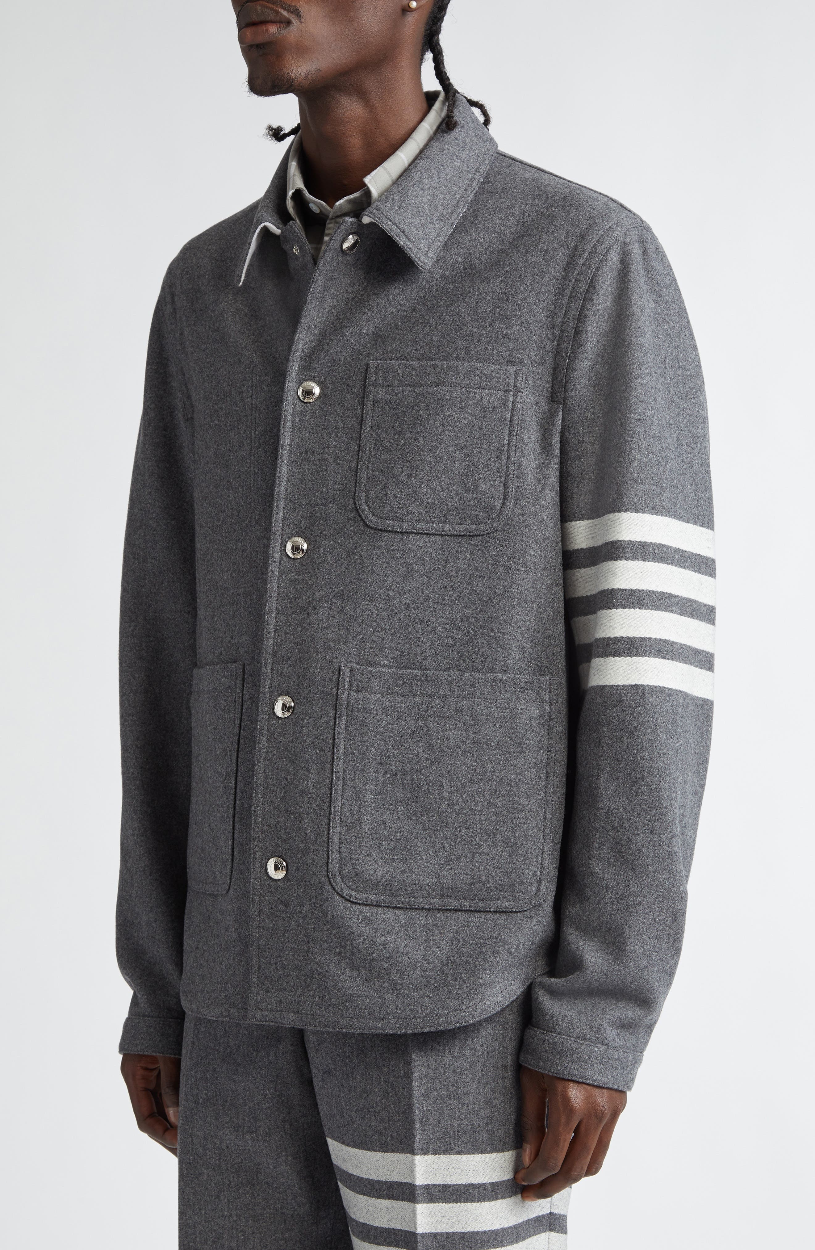Thom Browne Wool & Cashmere Utility Jacket in Medium Grey at Nordstrom - 5