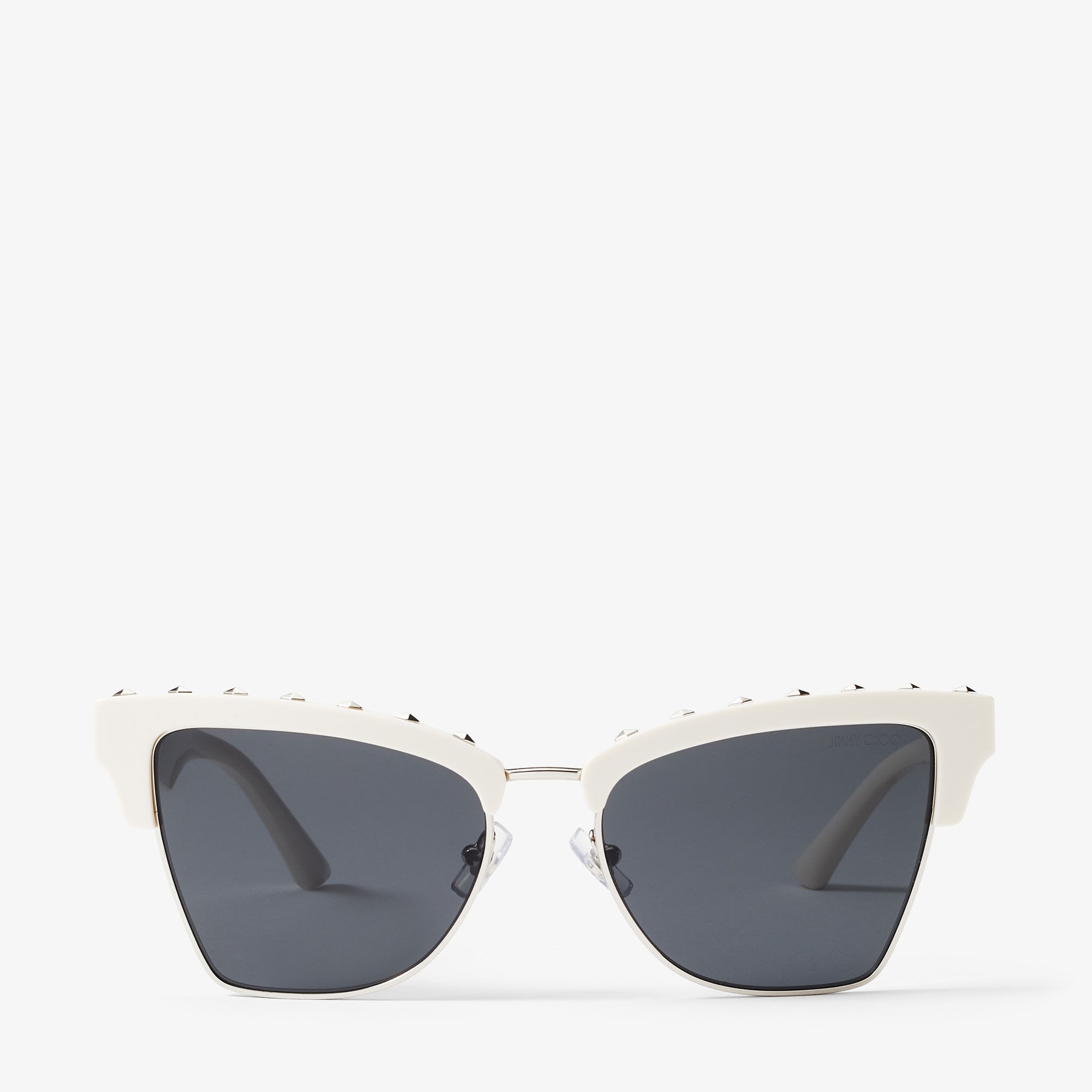 Maxime
White Butterfly Frame Sunglasses with Studs - 1