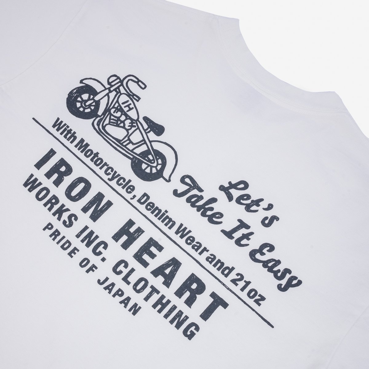 IHT-2404-WHT 7.5oz Printed Loopwheel Crew Neck T-Shirt - White - 6