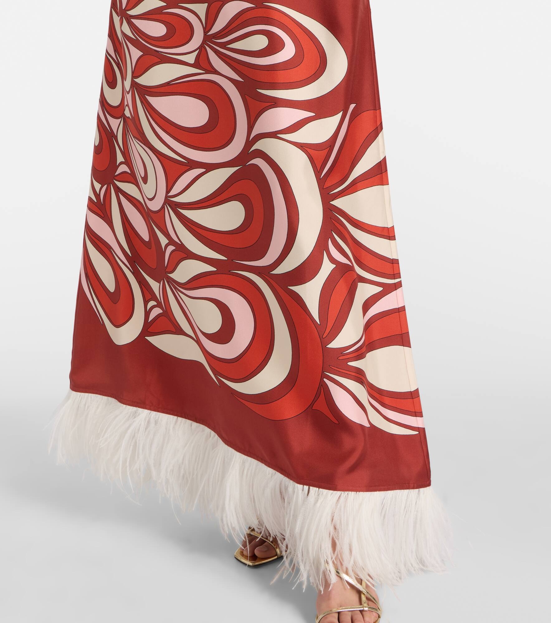 Swing feather-trimmed silk maxi dress - 5