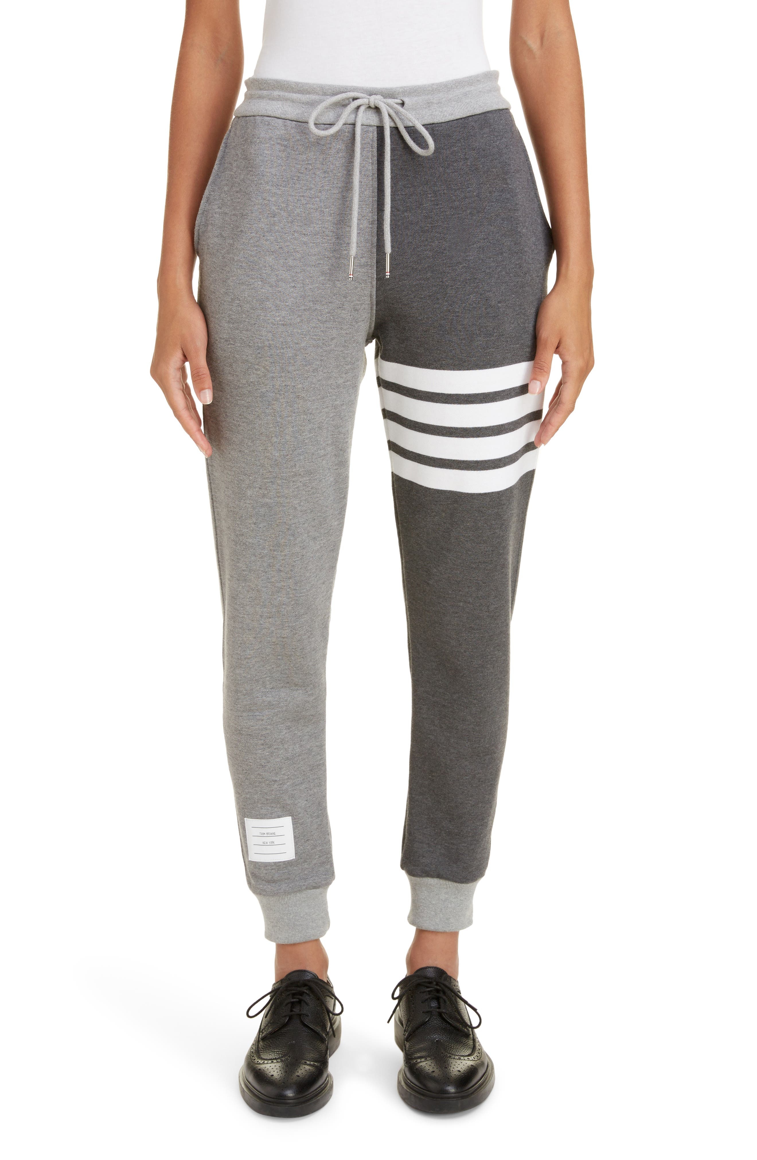 Thom Browne Four-Bar Cotton Joggers in Tonal Grey at Nordstrom - 1