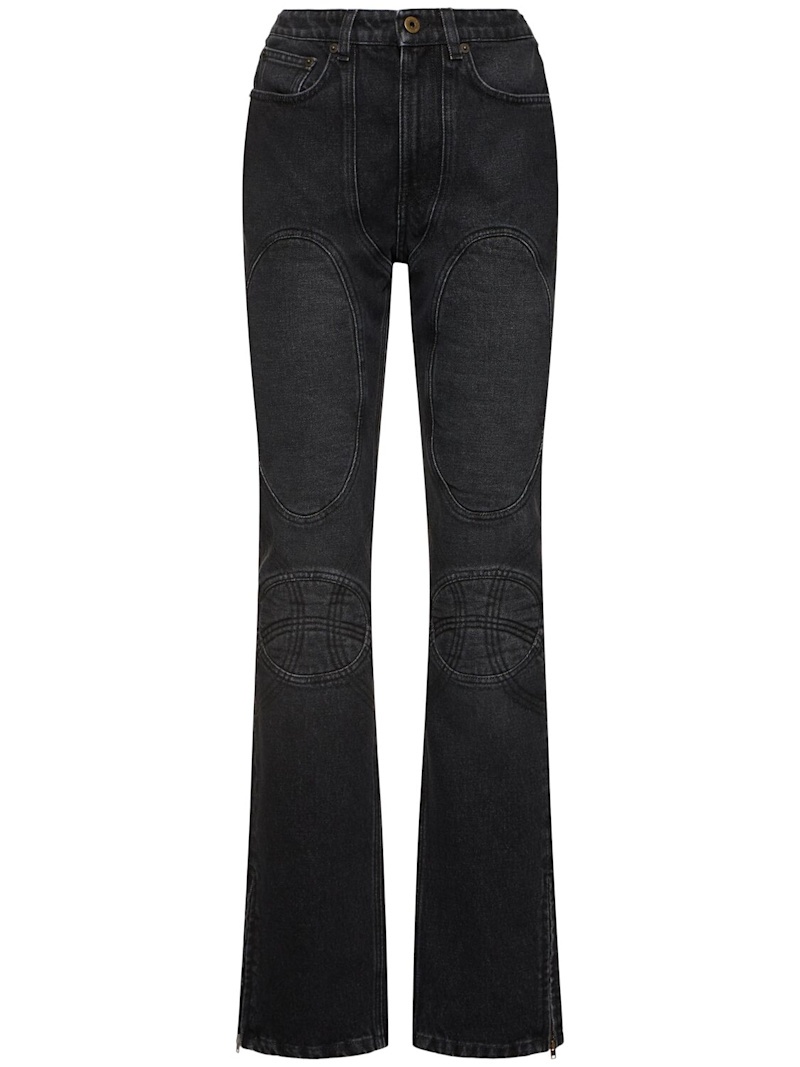 High rise denim straight jeans - 1