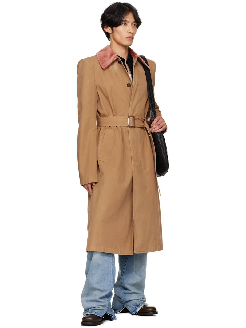 Alexander McQueen Tan Stacked Shoulder Trench Coat outlook