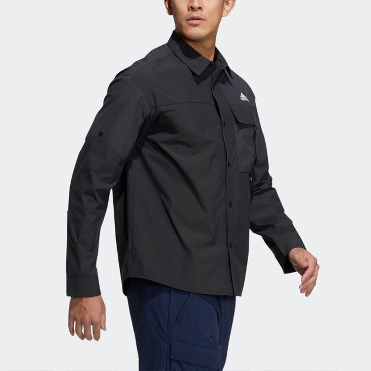adidas Casual Sports Solid Color Breathable Long Sleeves Shirt Black H13776 - 5