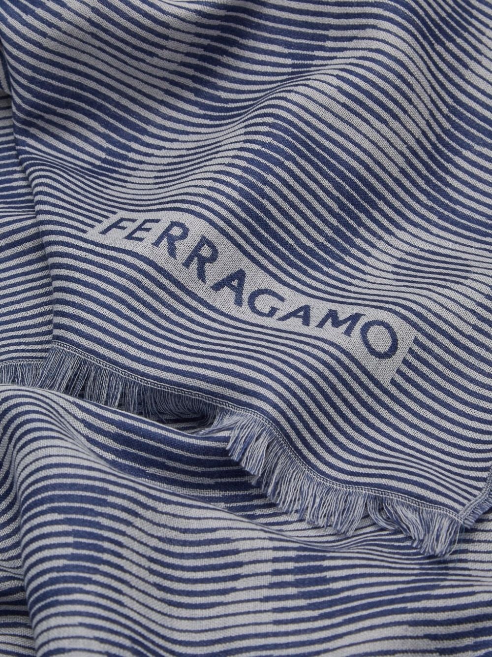 Gancini-print frayed-hem scarf - 2