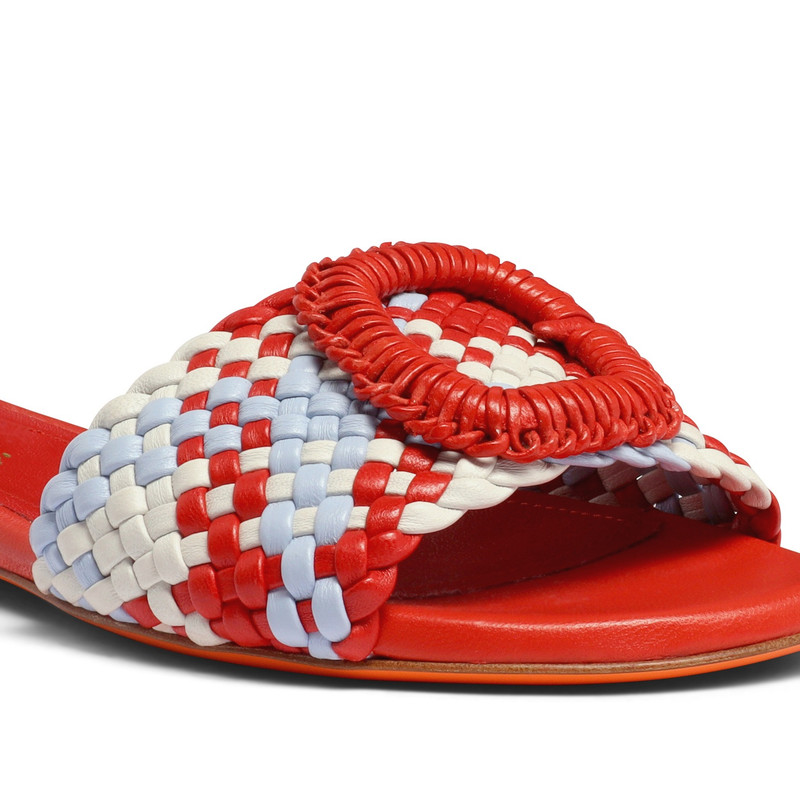 Women's multicolor woven leather sandal 6