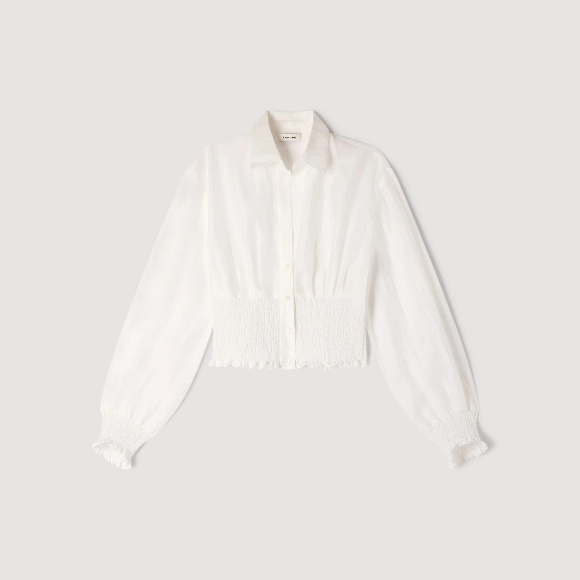 SMOCKED LINEN SHIRT - 1
