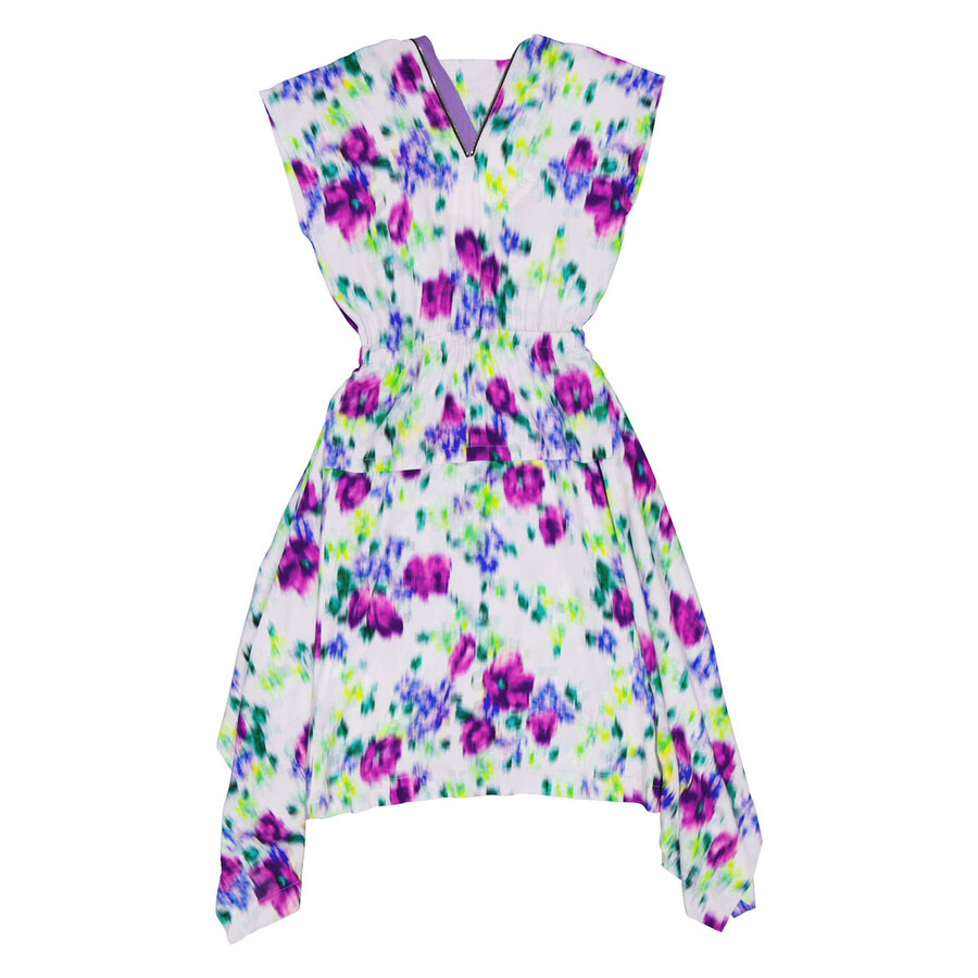 Kenzo Ladies Wisteria Asymmetric Dress With Blurred Floral Print - 8