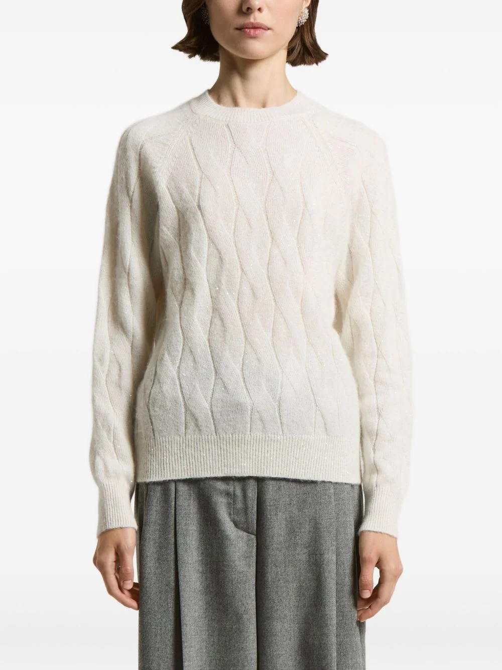 cable-knit round-neck sweater - 1