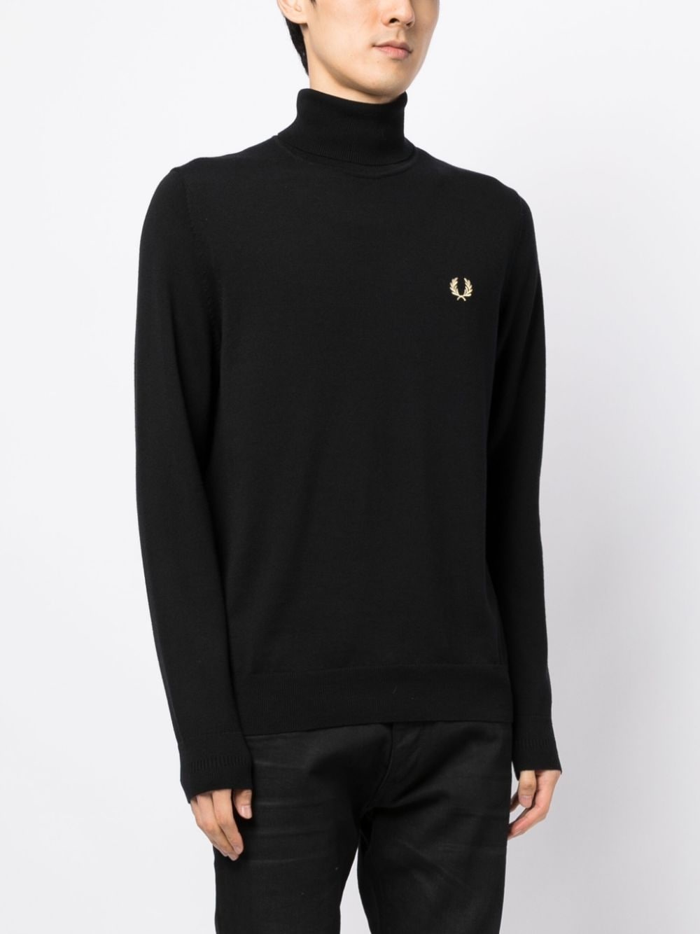 logo-embroidered roll-neck jumper - 3