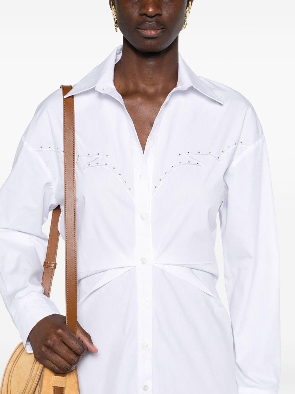 eyelet-detail cotton shirtdress - 5