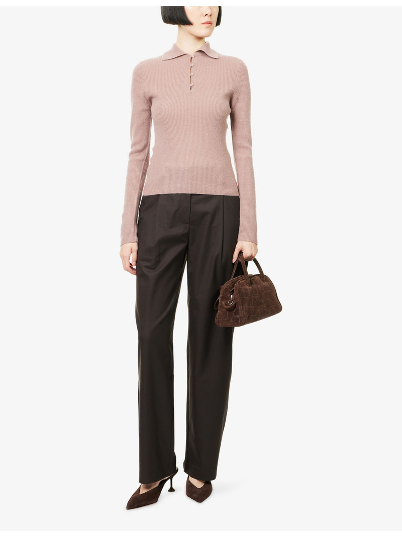 Vince Ribbed Long-Sleeves Cashmere And Silk Polo Top outlook