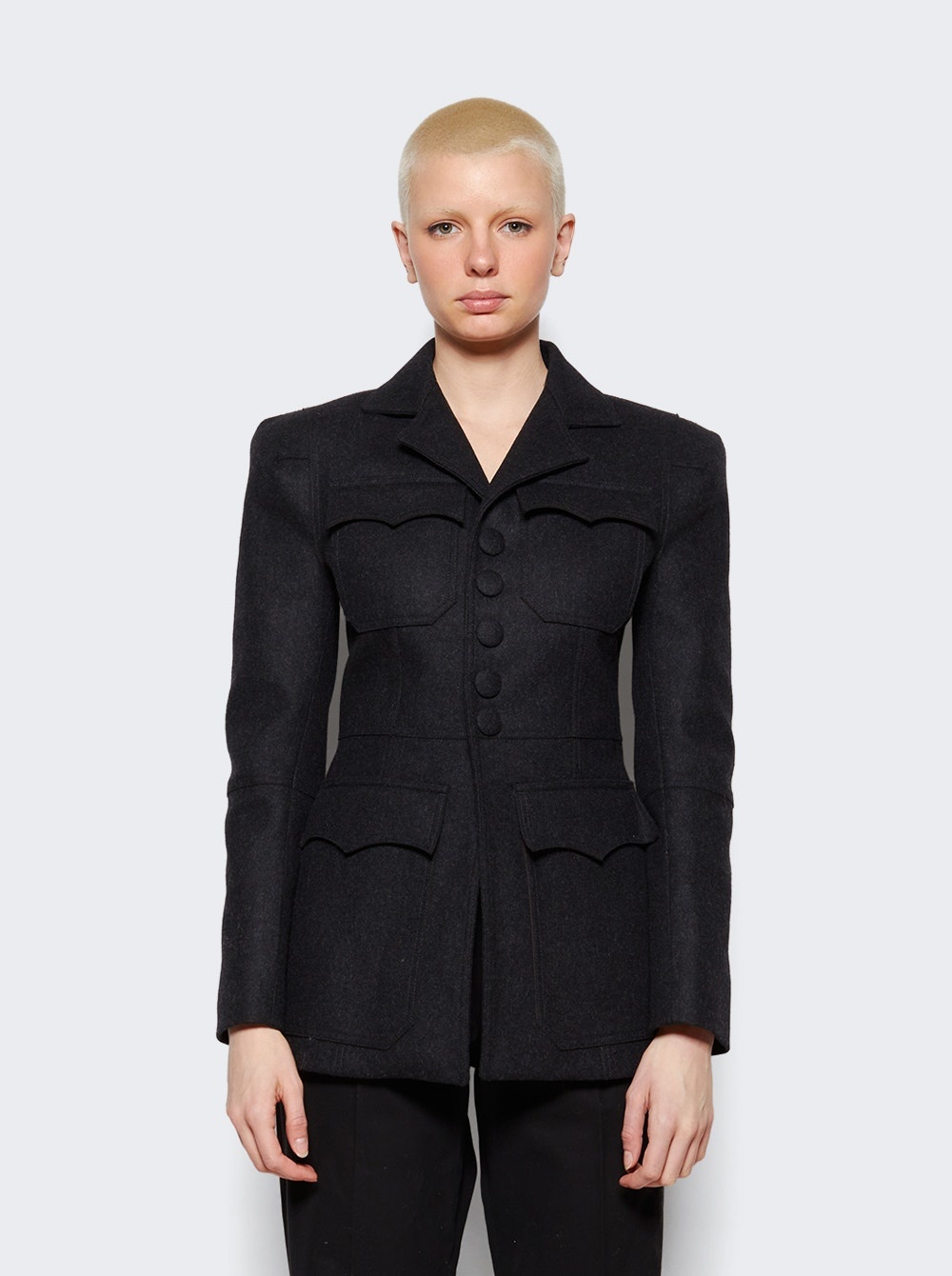 Cyber Single Breasted Jacket With Perforated Details - 3