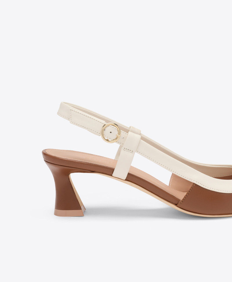 Tate 45 Brown Leather Heeled Slingbacks 4