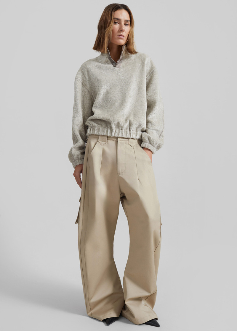 Amomento Fluffy Oversized Half Neck Pullover - Grey 4