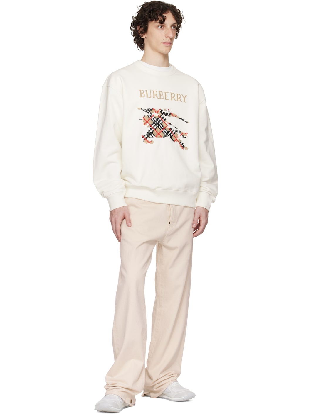 White Intarsia EKD Sweatshirt - 4