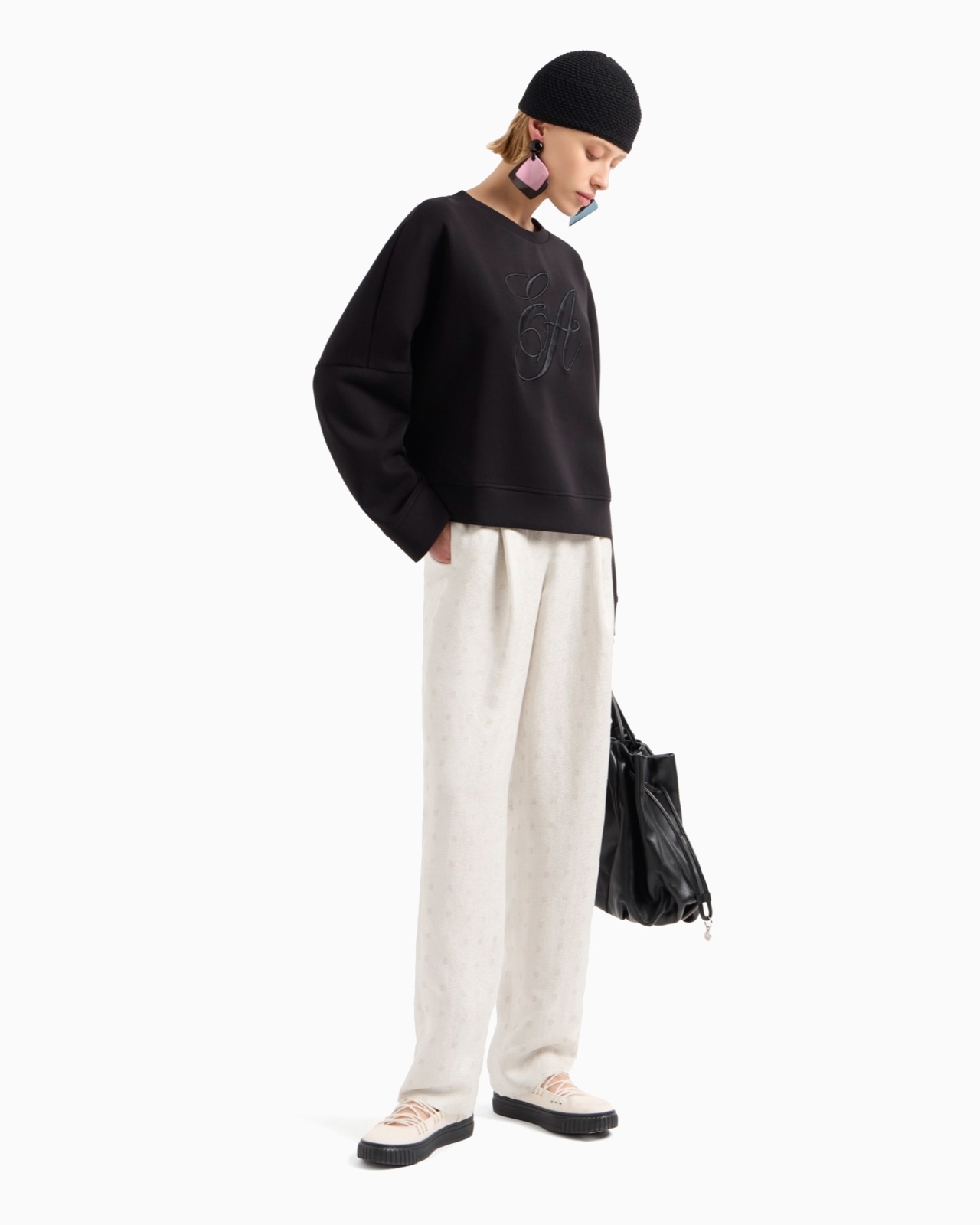 DOUBLE-JERSEY SWEATSHIRT WITH OVERSIZED LOGO EMBROIDERY - 4