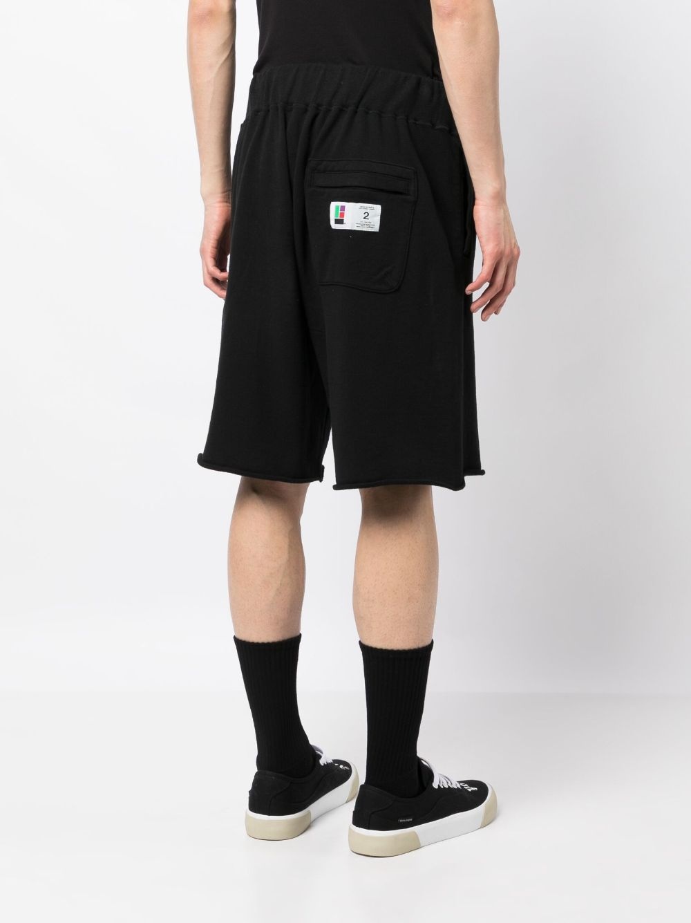 slogan-print cotton track shorts - 4