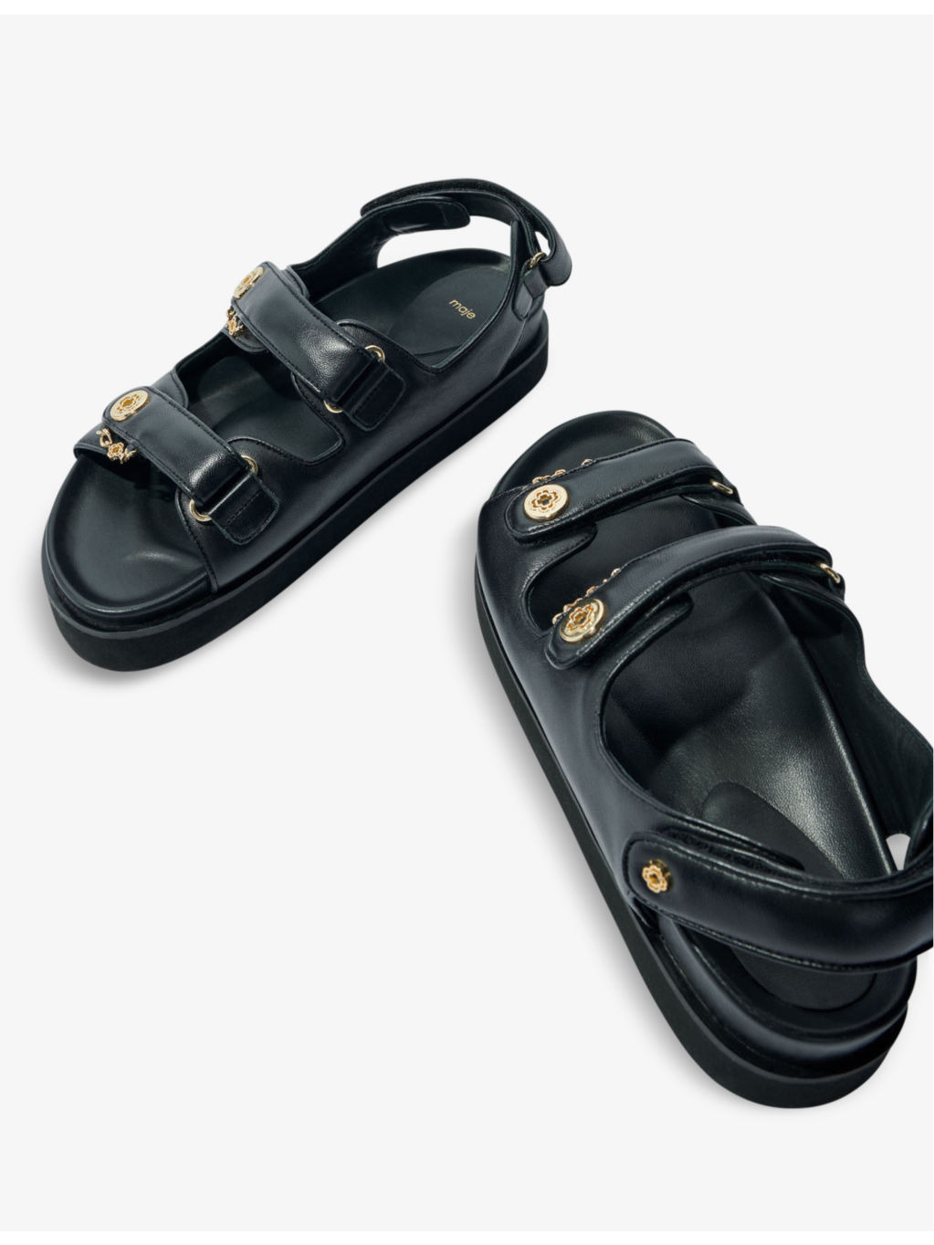 Clover-embellished flat leather sandals - 3