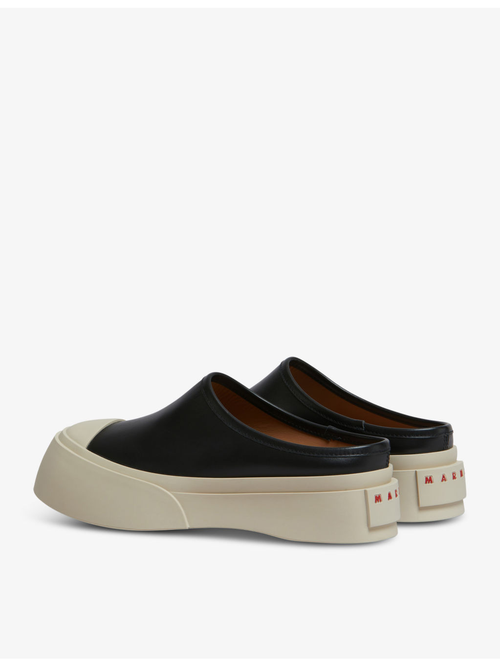 Logo-embossed backless leather trainers - 4