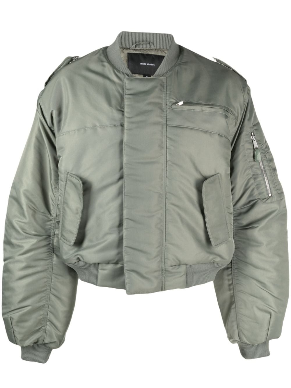 baseball-collar cropped bomber jacket - 1