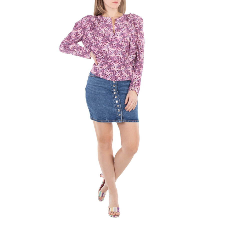 Isabel Marant Ladies Pink Zarga Chiffon Fabric Blouse - 2