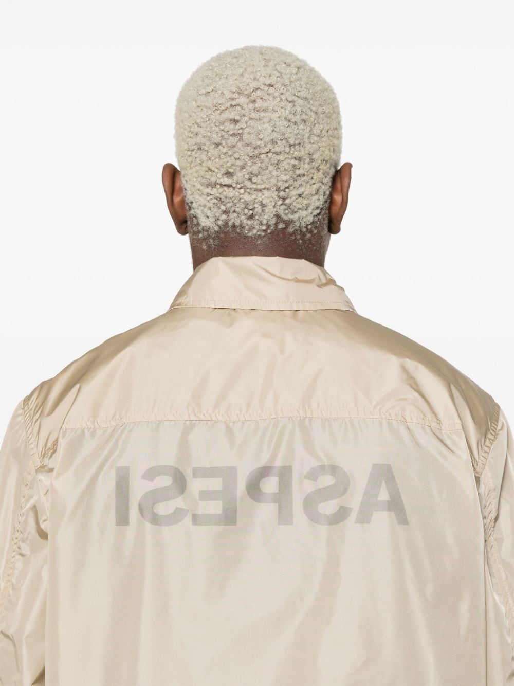 logo-print lightweight shirt jacket - 5