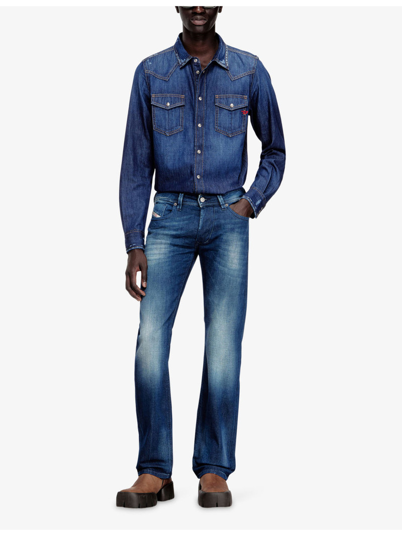 Diesel D-Vega Brand-Embroidered Denim Overshirt outlook