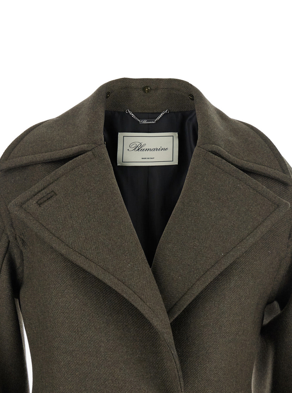 Blumarine Women Green Coat With Classic Lapels And Removable Collar In Wool Blend Woman - 4