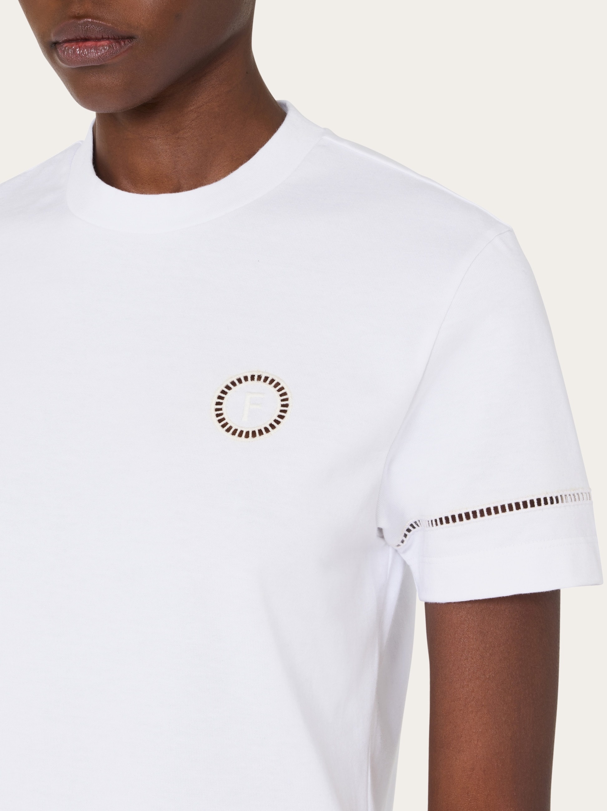 T-shirt with jour stitch detail - 4