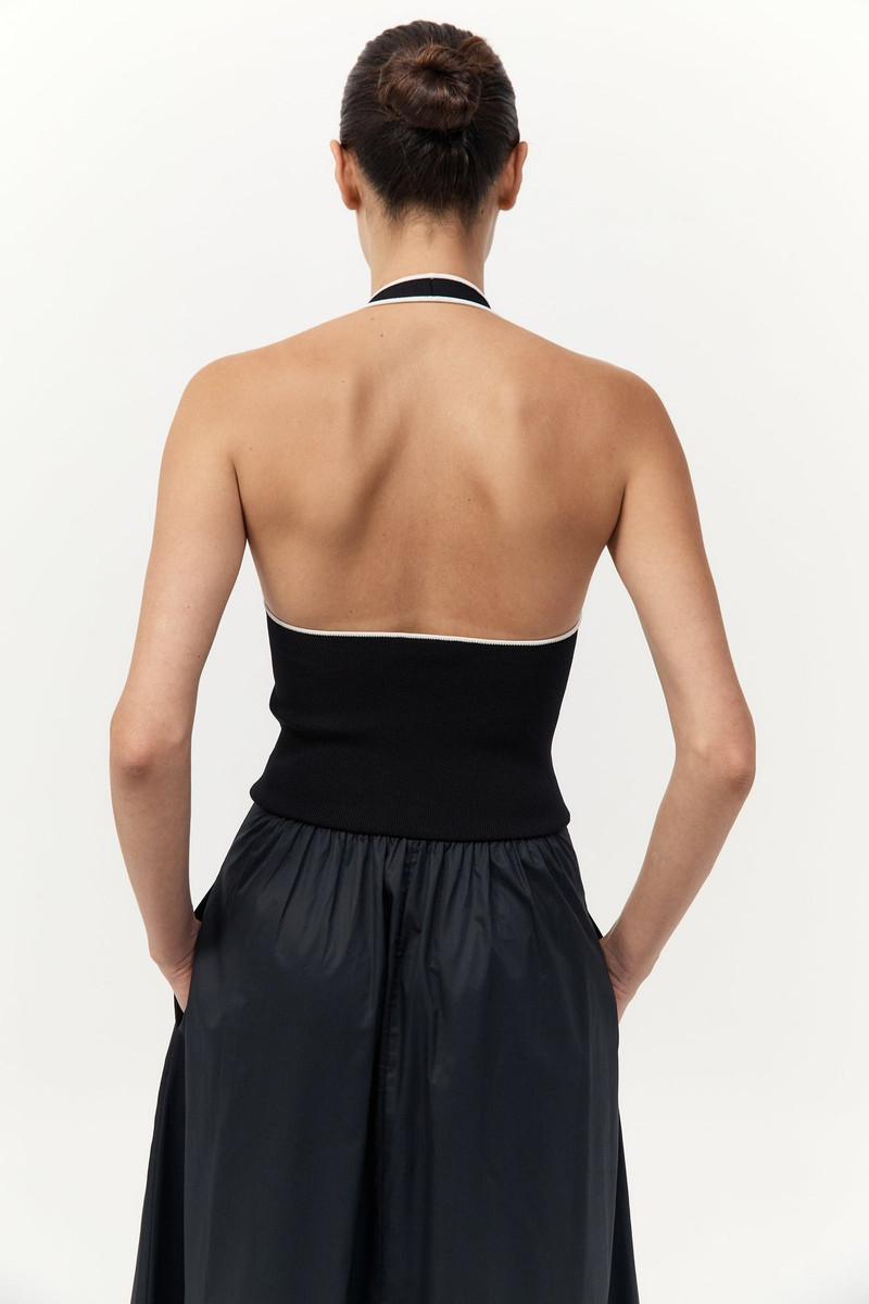 Halter Gathered Dress - Black 6