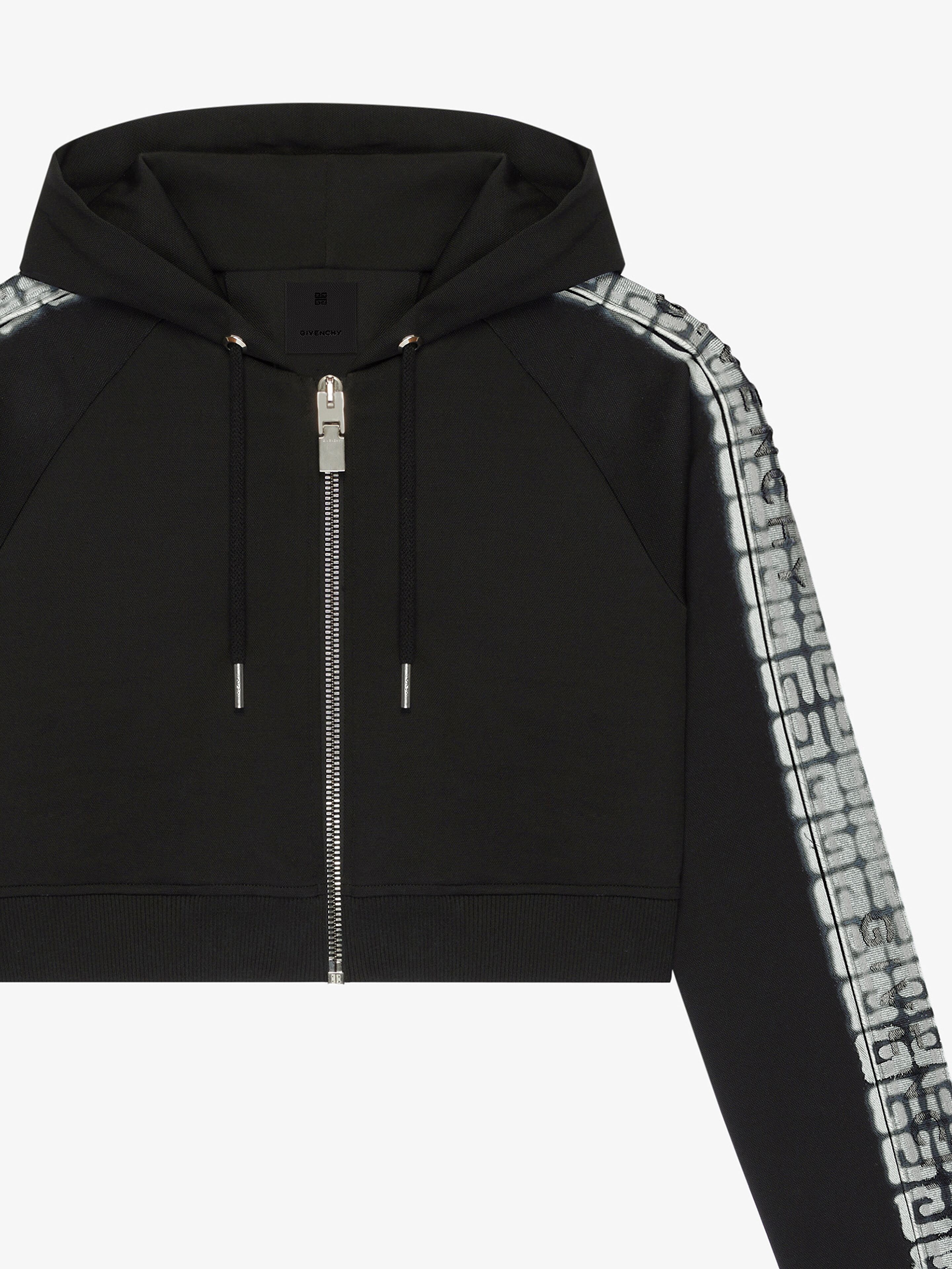 GIVENCHY ZIPPED HOODIE WITH TAG EFFECT 4G WEBBING - 5