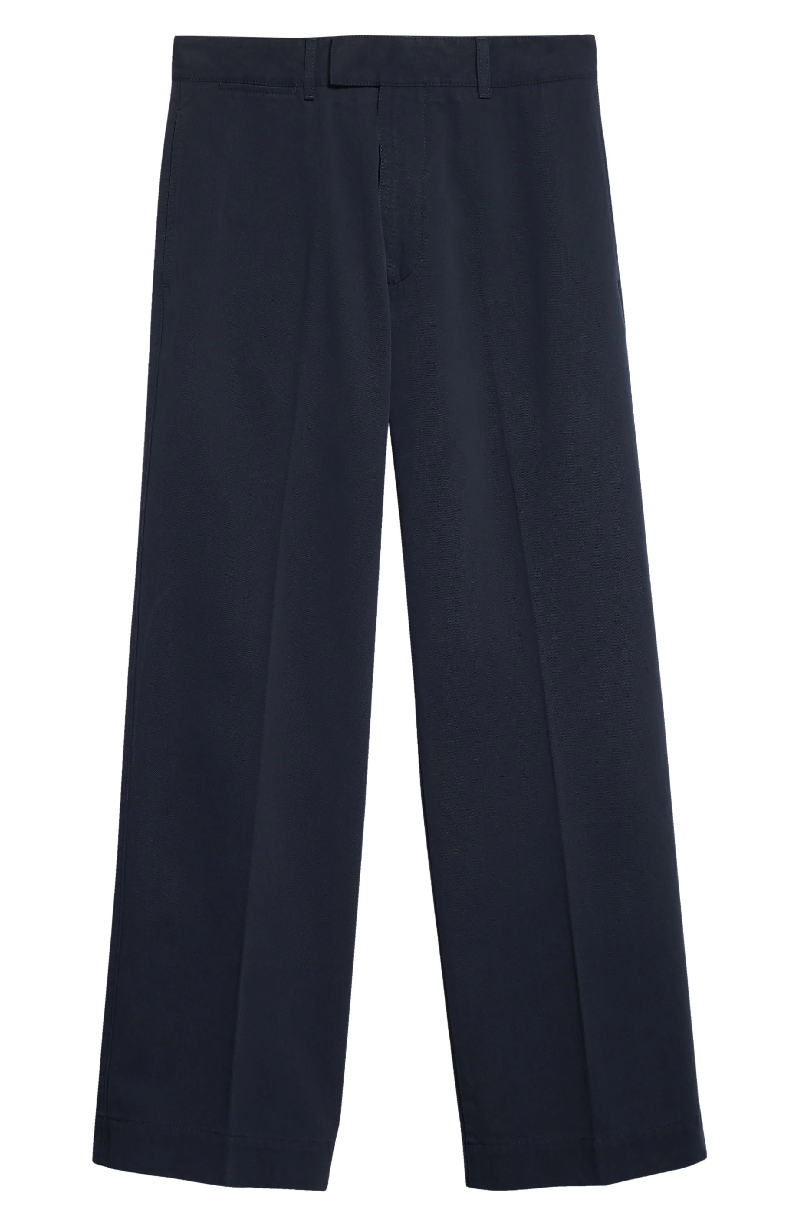 TOM FORD Compact Cotton Drill Wide Leg Pants in Navy at Nordstrom - 1