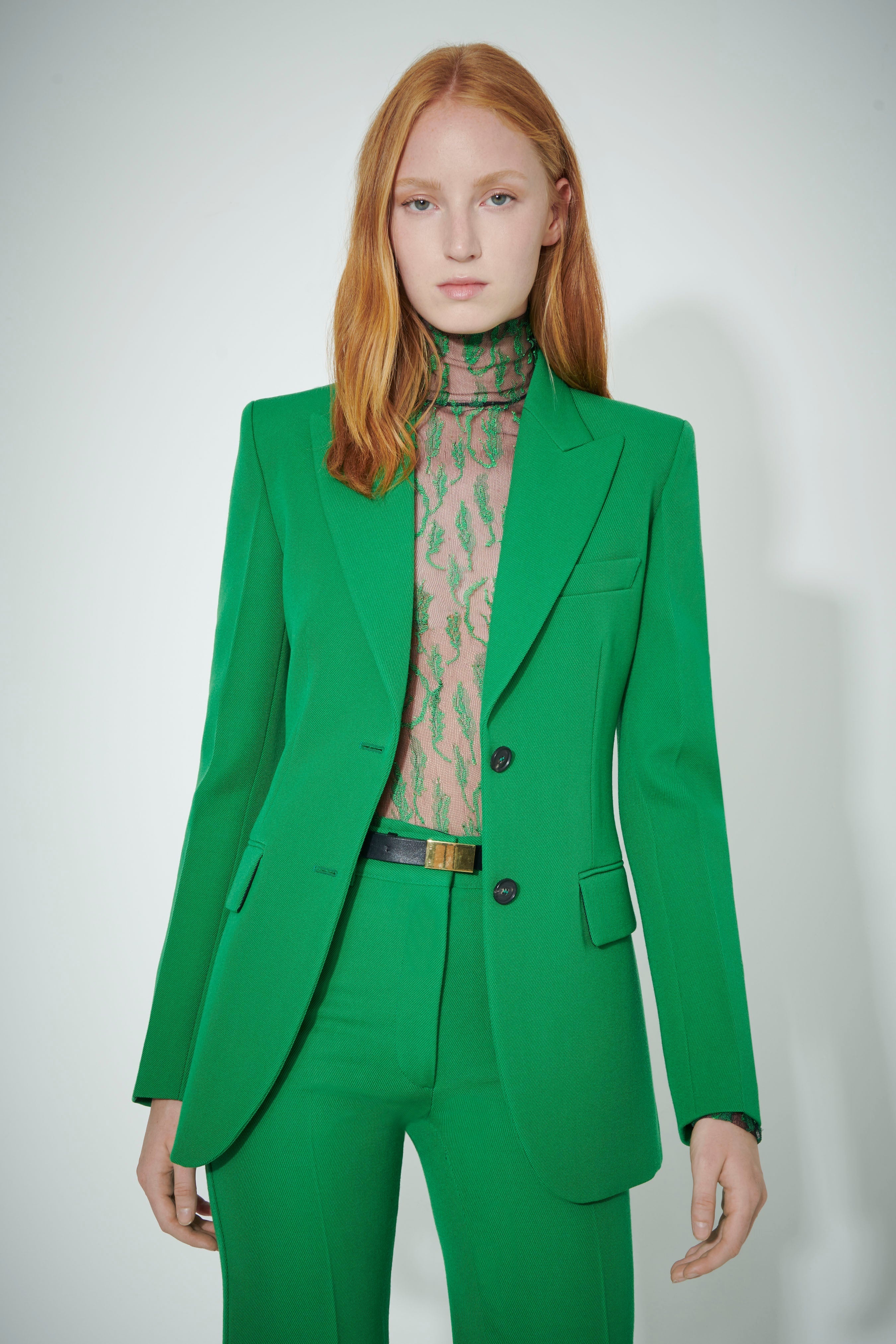 Peak Lapel Jacket in Bright Green - 4