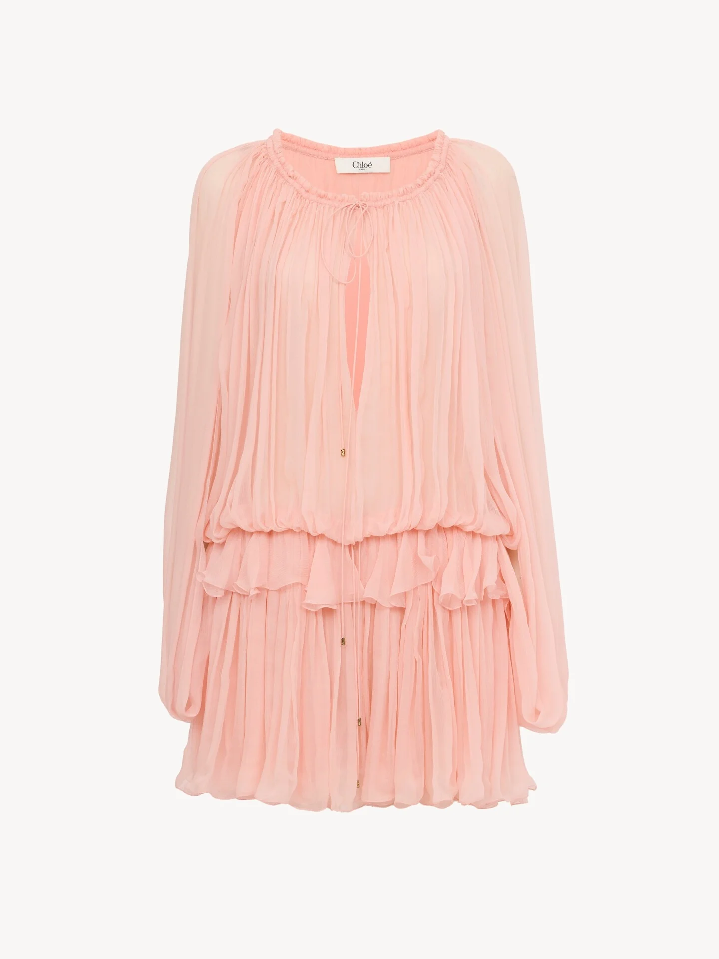 MINI CAPE DRESS IN SILK MOUSSELINE - 1