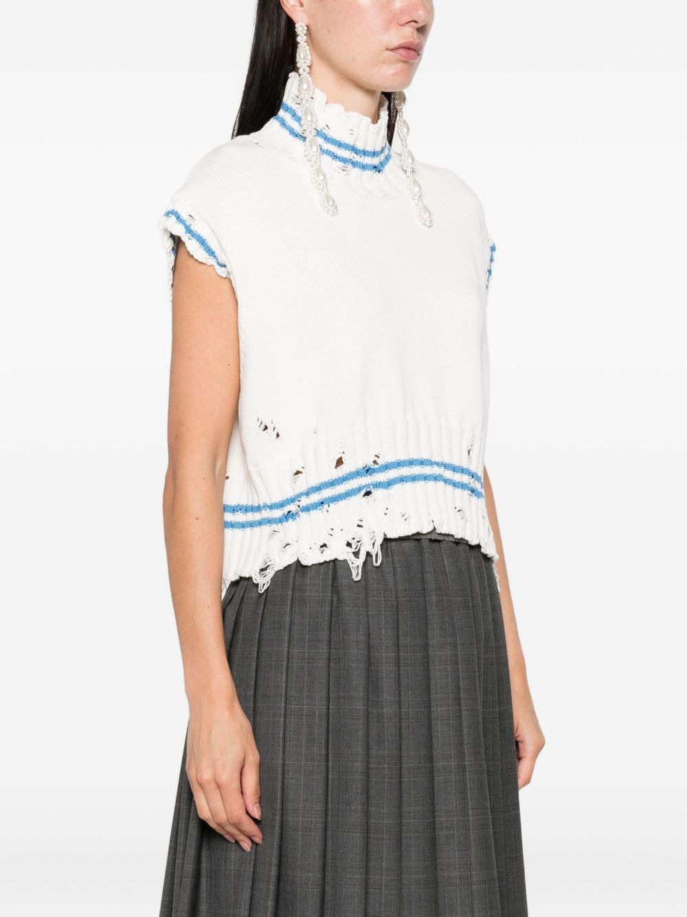 frayed-hem sleeveless top - 3