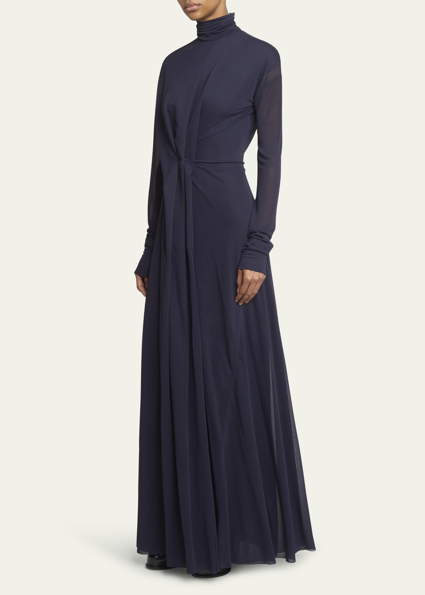 Long-Sleeve Draped Jersey Gown - 4