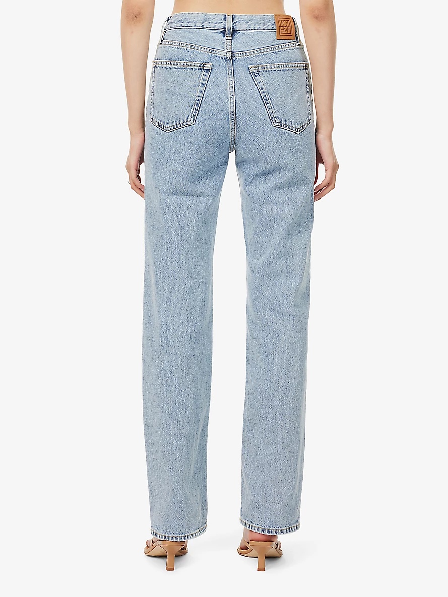 Classic wide-leg high-rise organic-cotton denim jeans - 4