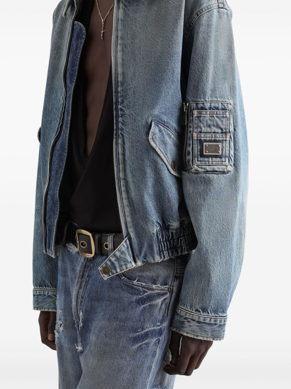 logo-appliqué denim jacket - 5