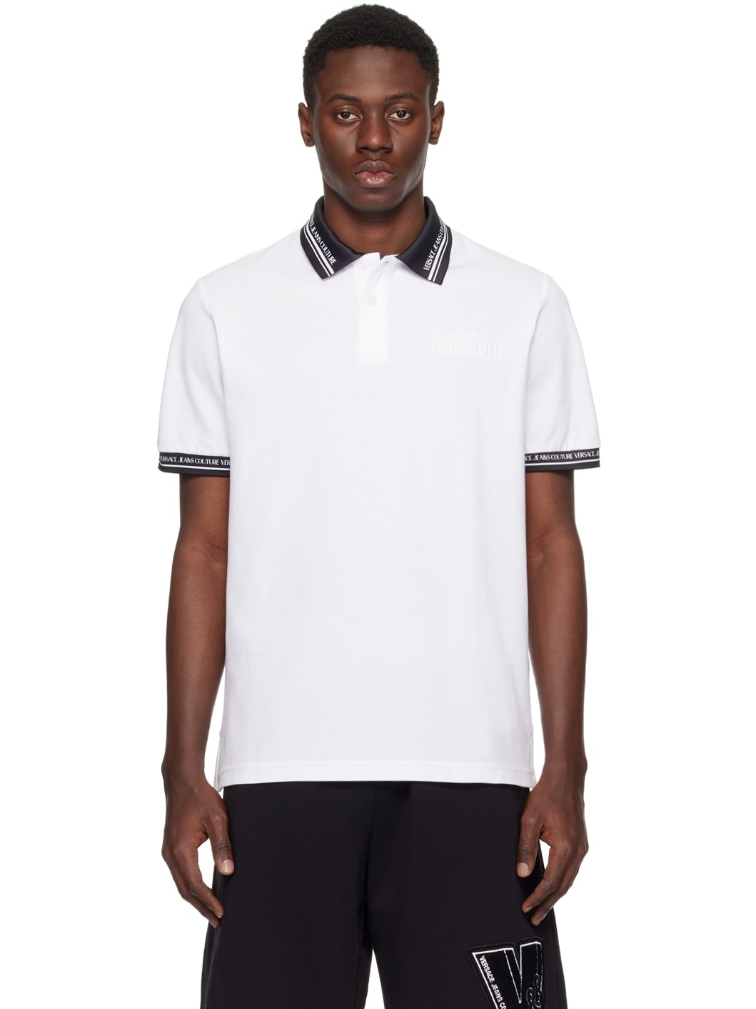 White Printed Polo - 1