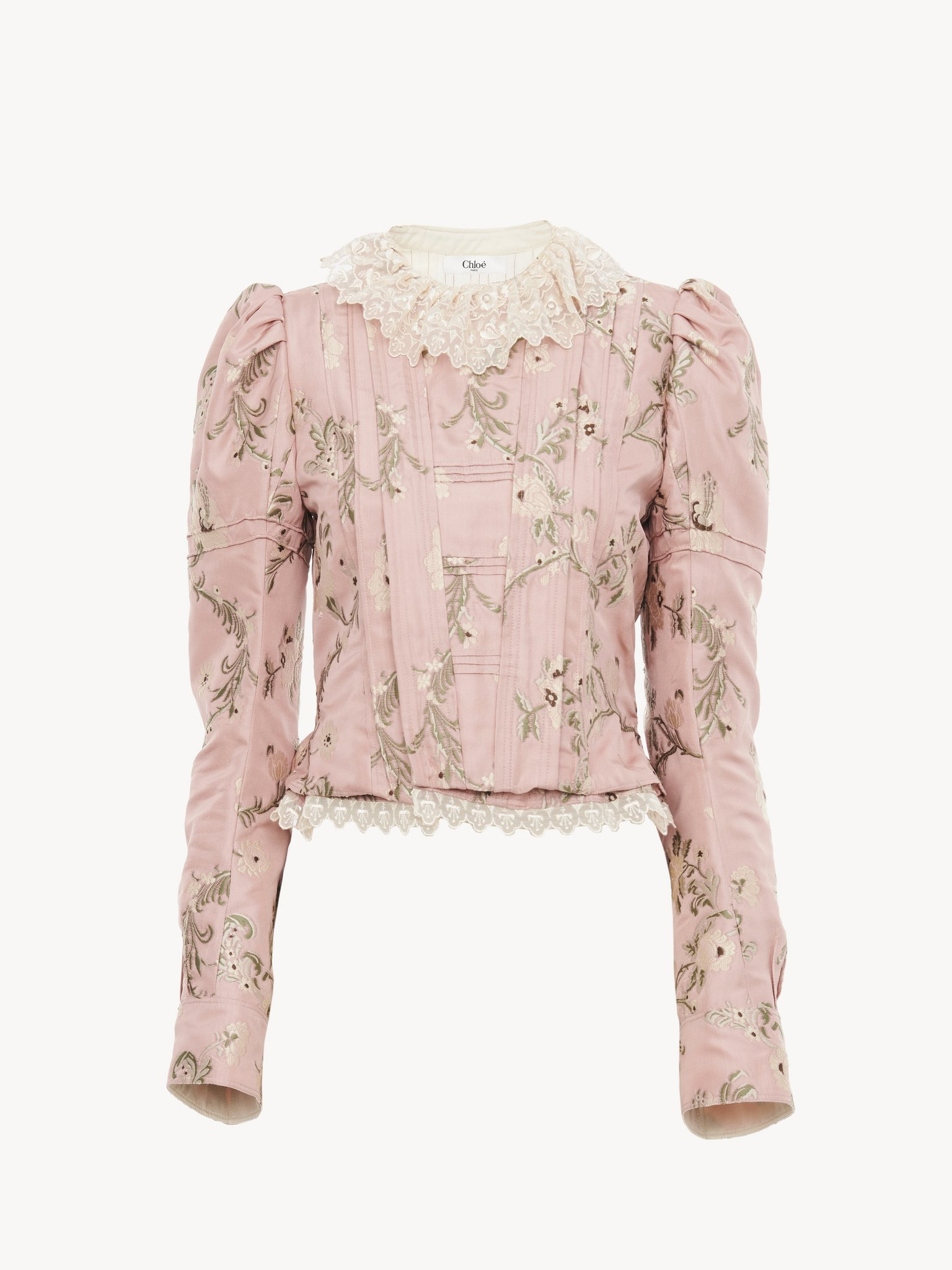 FITTED JACKET IN TAFFETA JACQUARD & LACE - 2