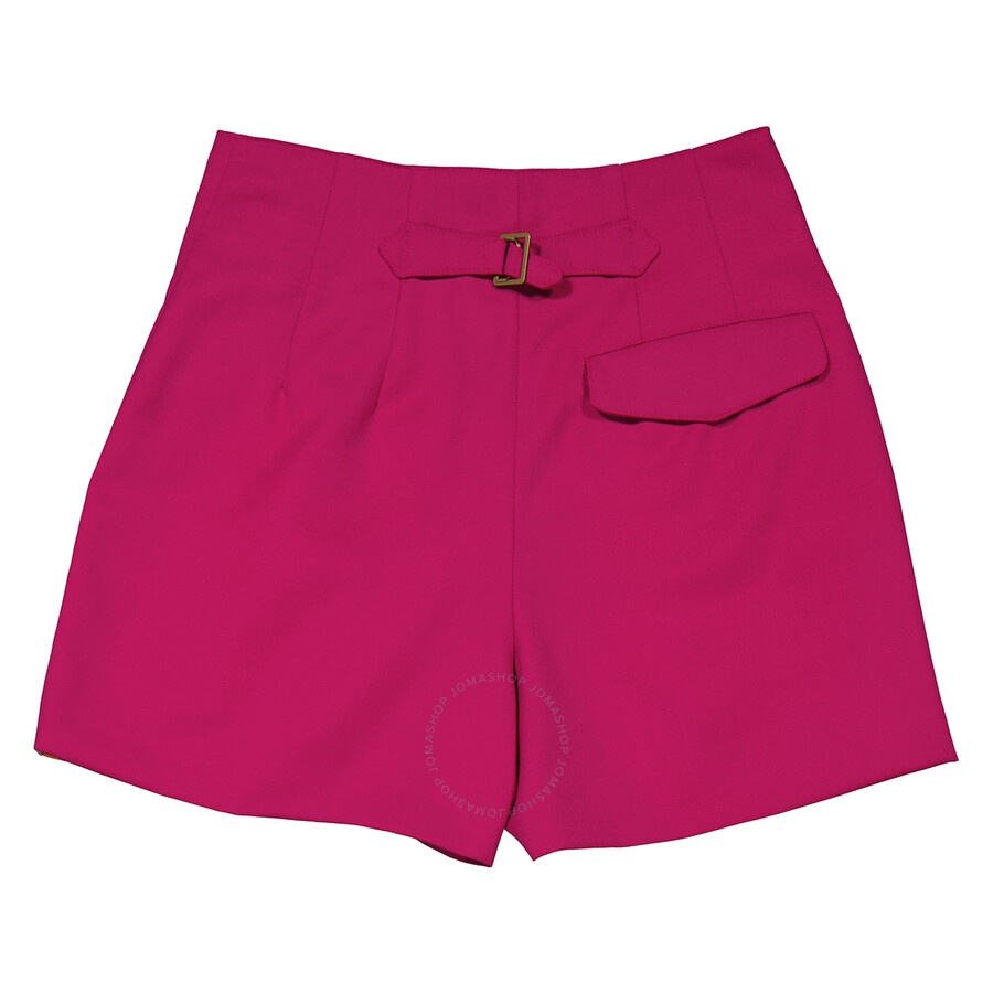 Moschino Fuchsia Side-Band High-Rise Wool Shorts - 6