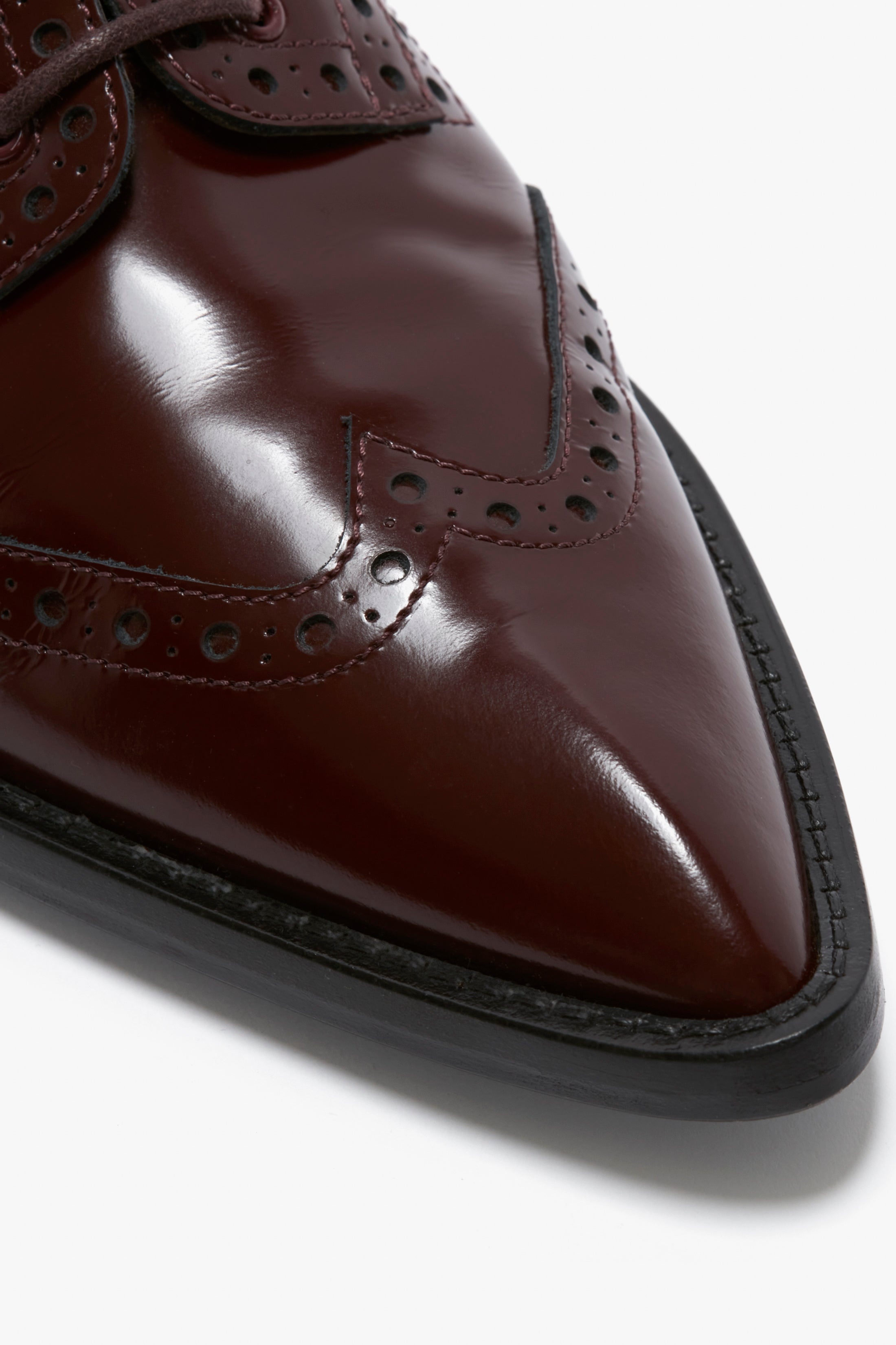 Flat Lace Up Mules In Bordeaux Leather - 5