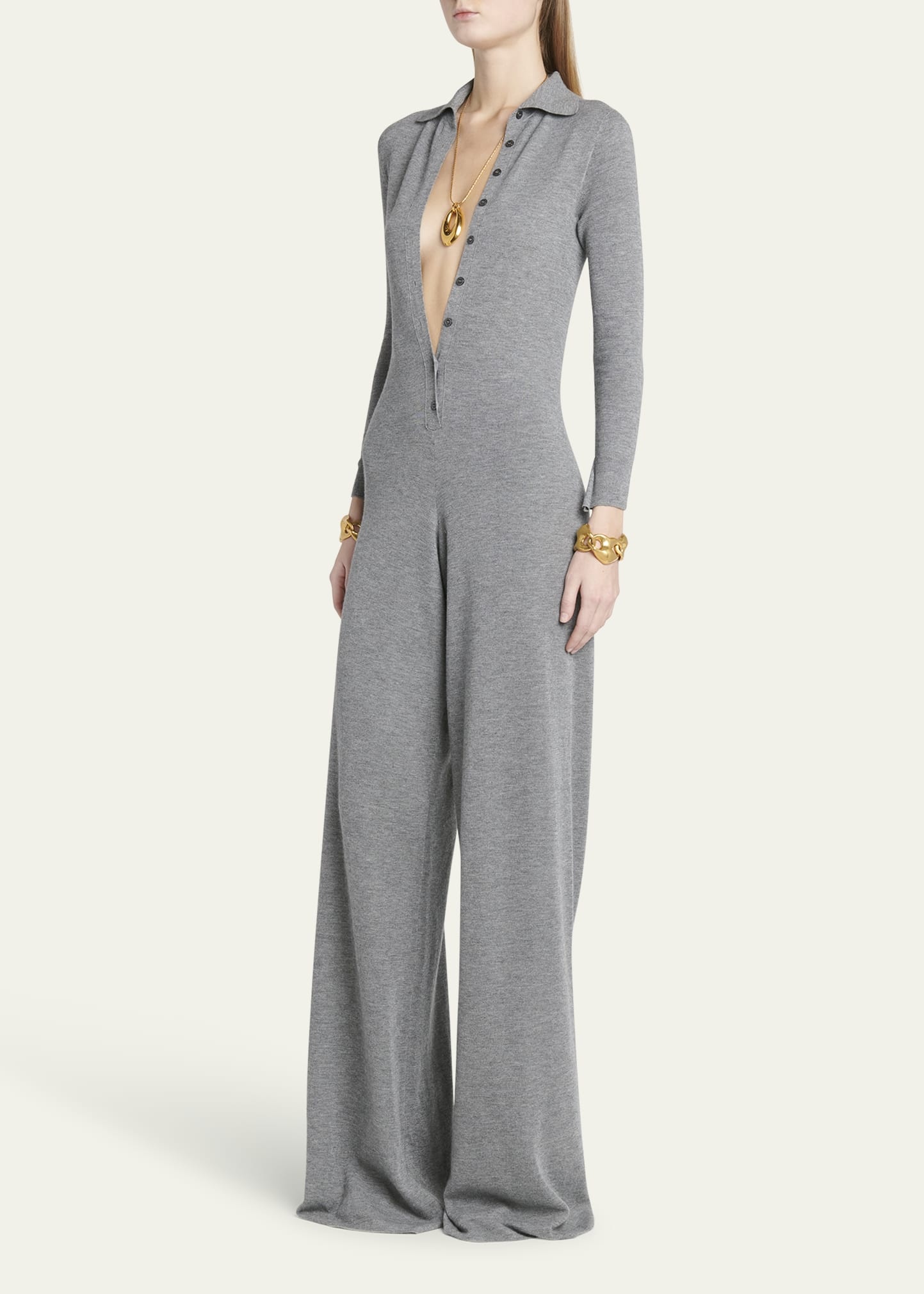 Polo Wide Leg Cashmere Jumpsuit - 4