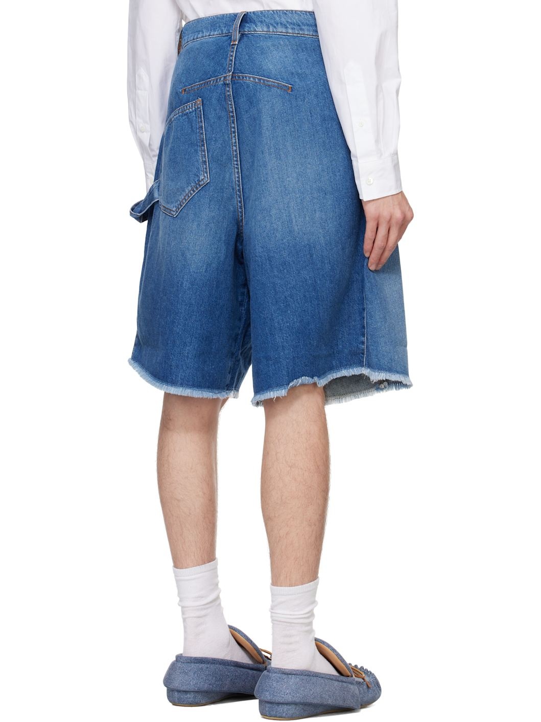 Blue Twisted Workwear Denim Shorts - 3