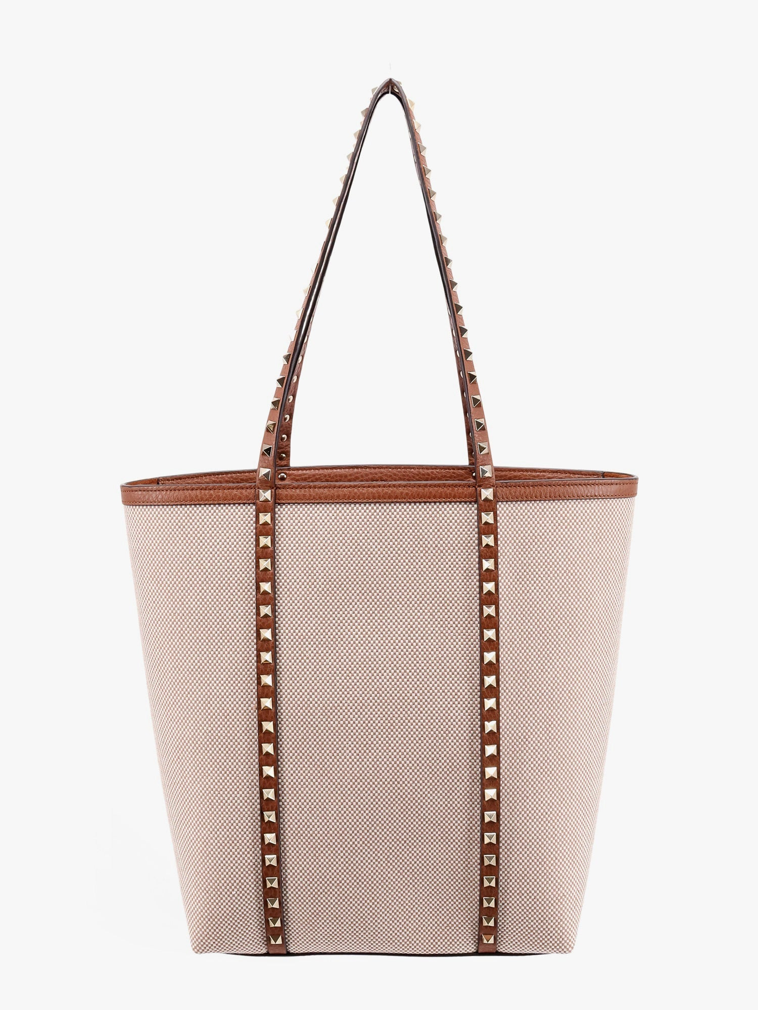 Valentino Garavani Leather And Canvas Shoulder Bag With Iconic Studs - 1