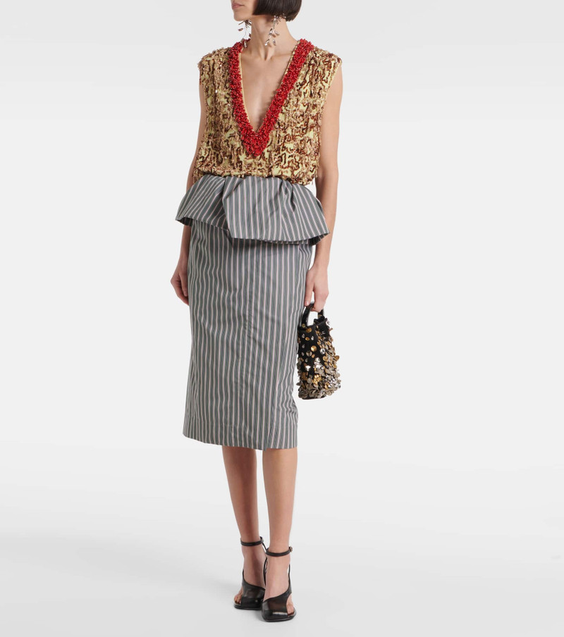 Dries Van Noten Striped cotton poplin midi skirt outlook