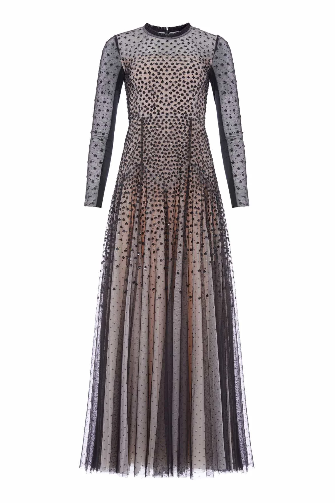Sequin Cascade Round Neck Gown - 1