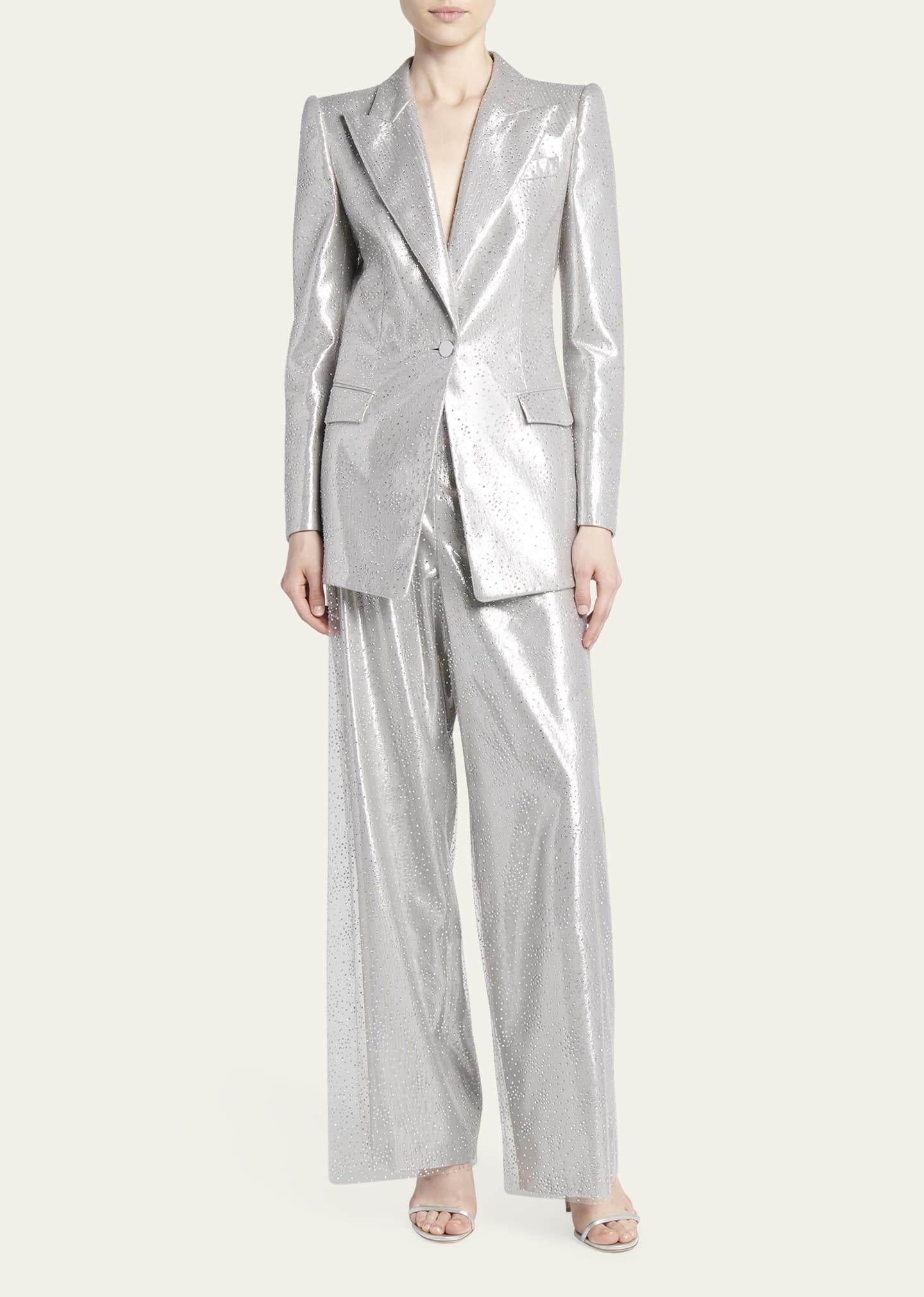 Crystal Wide-Leg Silk Trousers - 2